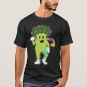 Broccoli bij Hockey met Hockey bat T-shirt (Voorkant)