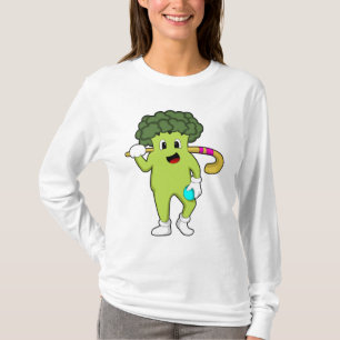 Broccoli bij Hockey met Hockey bat T-shirt