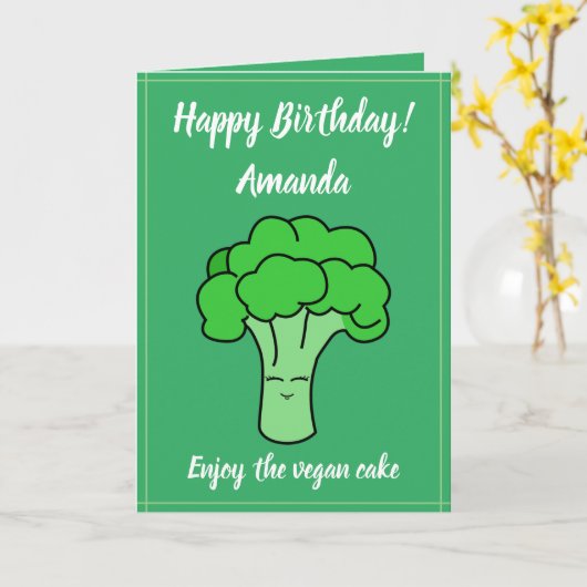 Broccoli Birthday, grappig Kawaii Kaart (Gele Bloem)