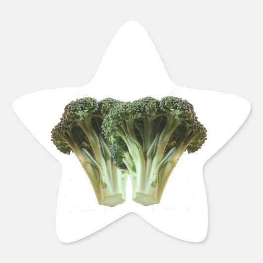 Broccoli Bloemen Helder Groen Ster Sticker (Voorkant)