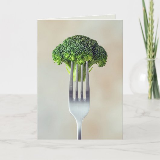 Broccoli Bloemstuk op een Vork Kaart (Voorkant)
