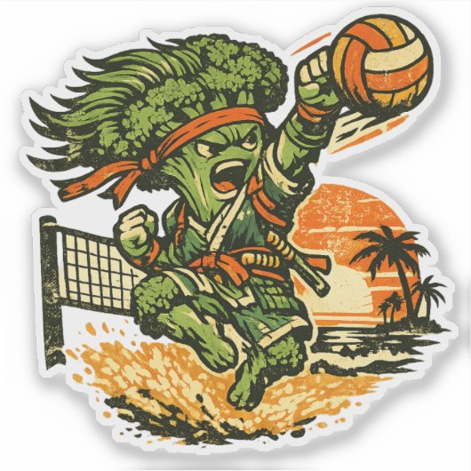 Broccoli Bushido Beachvolleybal — Zomer Spike Sticker (Voorkant)