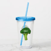 Broccoli cartoon illustratie acryl drinkbeker (Achterkant)