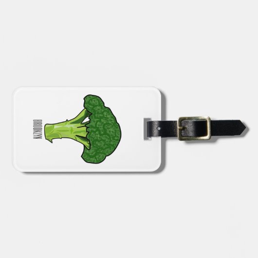 Broccoli cartoon illustratie bagagelabel (Voorkant horizontaal)