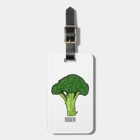 Broccoli cartoon illustratie bagagelabel (Voorkant verticaal)