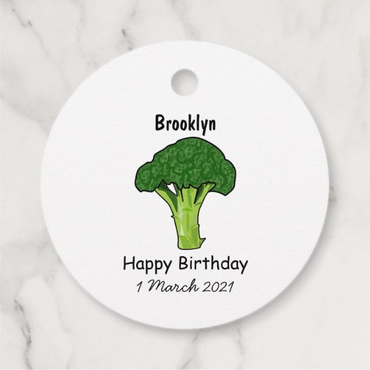 Broccoli cartoon illustratie bedankjes labels (Achterkant)