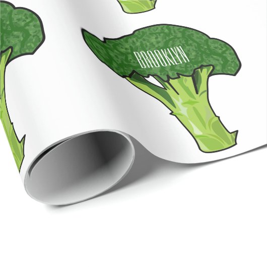 Broccoli cartoon illustratie cadeaupapier (Rol Hoek)