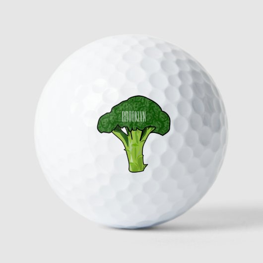 Broccoli cartoon illustratie golfballen (Voorkant)