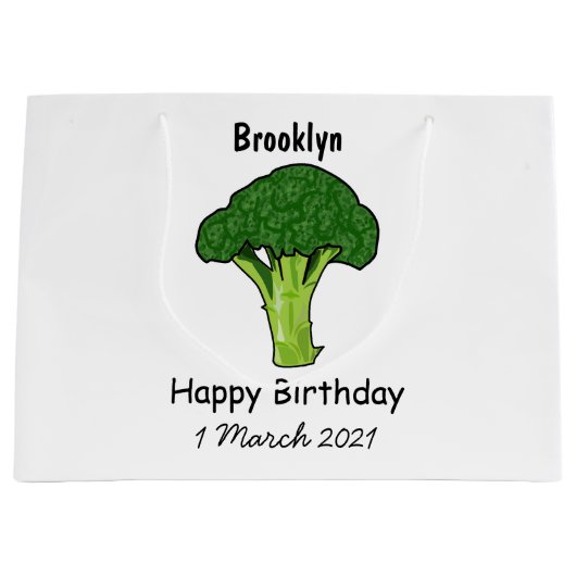 Broccoli cartoon illustratie groot cadeauzakje (Voorkant)