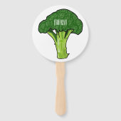 Broccoli cartoon illustratie handwaaier (Achterkant)