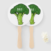Broccoli cartoon illustratie handwaaier (Voorkant en achterkant)