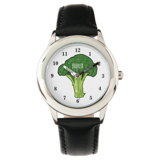 Broccoli cartoon illustratie horloge (Voorkant)