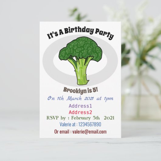 Broccoli cartoon illustratie kaart (Staand voorkant)