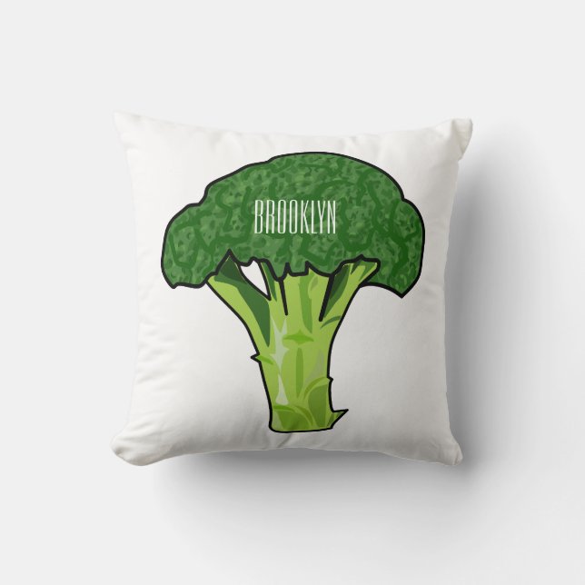 Broccoli cartoon illustratie kussen (Voorkant)