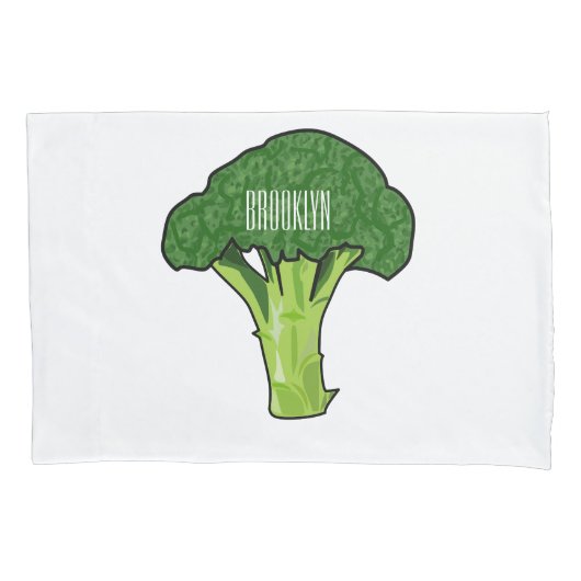 Broccoli cartoon illustratie kussensloop (Voorkant)
