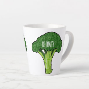 Broccoli cartoon illustratie latte mok