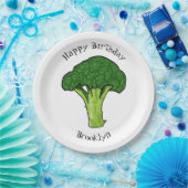 Broccoli cartoon illustratie papieren bordje (Feest)