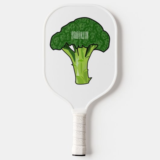Broccoli cartoon illustratie pickleball paddle (Achterkant)