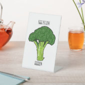 Broccoli cartoon illustratie reclamebord met voetstuk (Insitu)