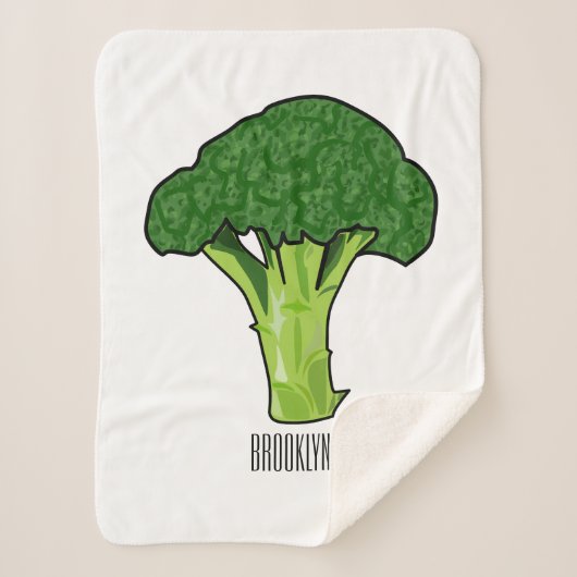 Broccoli cartoon illustratie sherpa deken (Voorkant)