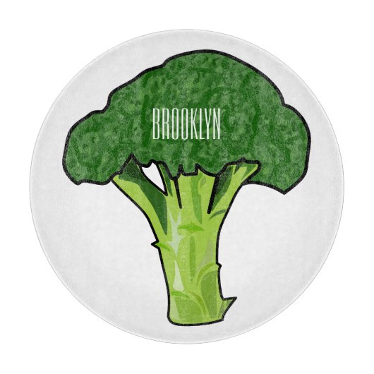 Broccoli cartoon illustratie snijplank (Voorkant)