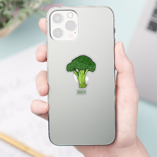 Broccoli cartoon illustratie sticker (Telefoon)