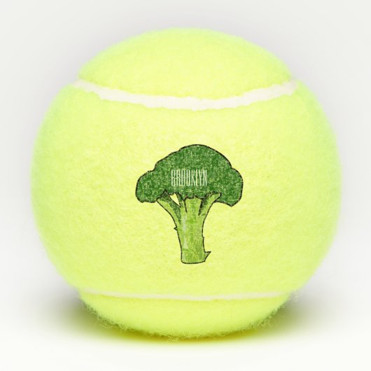 Broccoli cartoon illustratie tennisballen (Achterkant)