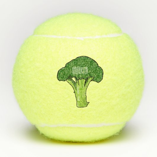 Broccoli cartoon illustratie tennisballen (Voorkant)