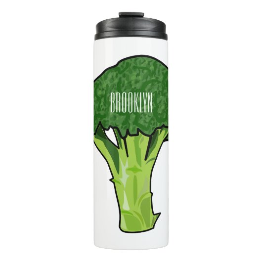 Broccoli cartoon illustratie thermosbeker (Voorkant)