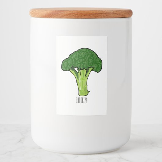 Broccoli cartoon illustratie voedselcontainer etiket (Voorkant)