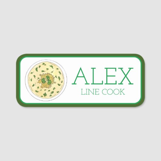 Broccoli Cheese Soup Food Restaurant Diner Server Naamplaatje (Voorkant)