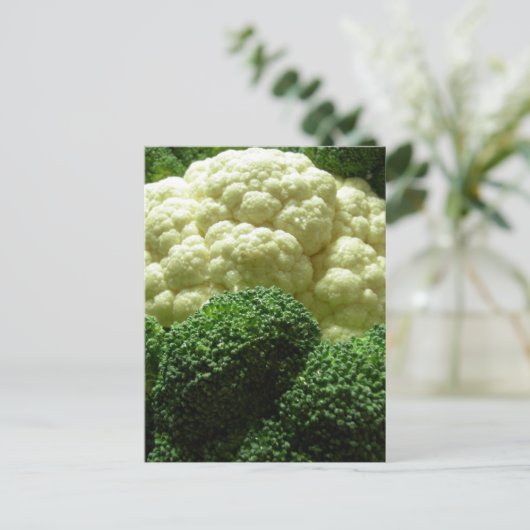 Broccoli en bloemkool briefkaart (Staand voorkant)