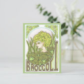 Broccoli Fantasy Art Nouveau Portretprint Briefkaart (Staand voorkant)