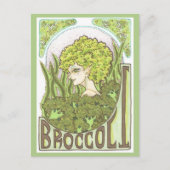 Broccoli Fantasy Art Nouveau Portretprint Briefkaart (Voorkant)