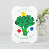 Broccoli food vendor vegan kerstkaart (Staand voorkant)