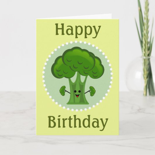 Broccoli Gelukkig Verjaardag Kaart (Voorkant)