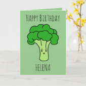 Broccoli Green Veggie Birthday Kaart (Gele Bloem)