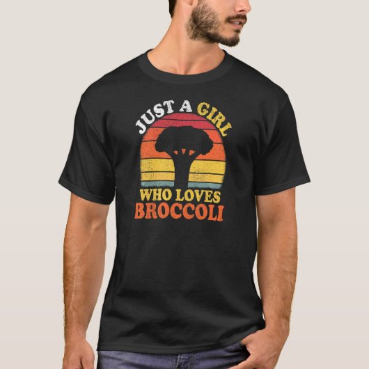 broccoli groente Vintage gewoon een meisje dat hou T-shirt (Voorkant)