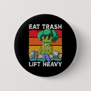 Broccoli Gym Krachttraining Eet Afval Licht Zwaar  Ronde Button 5,7 Cm