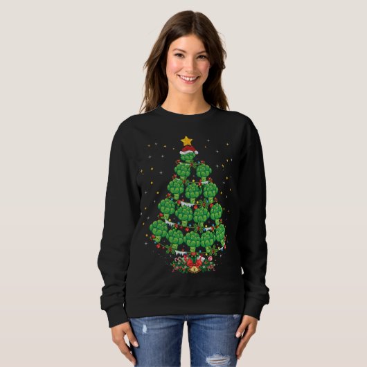 Broccoli Lover Xmas Gift Broccoli kerstboom Trui (Voorkant volledig)