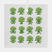 Broccoli met verschillende emoties glas ornament (Achterkant)