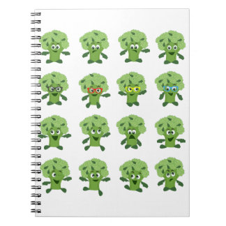 broccoli met verschillende emoties notitieboek