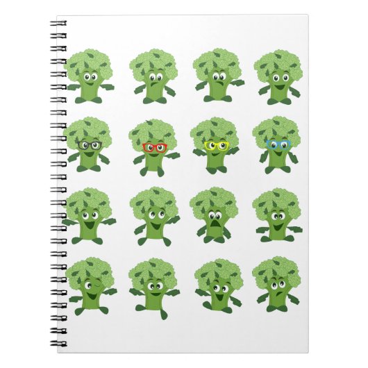 broccoli met verschillende emoties notitieboek (Voorkant)