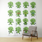 Broccoli met verschillende emoties wandkleed (In situ)