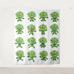 Broccoli met verschillende emoties wandkleed