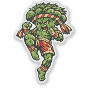 Broccoli Muay Thai — Vintage Retro Street Fighter  Sticker