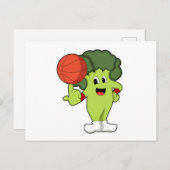 Broccoli op Basketball Sports Briefkaart (Voorkant / Achterkant)