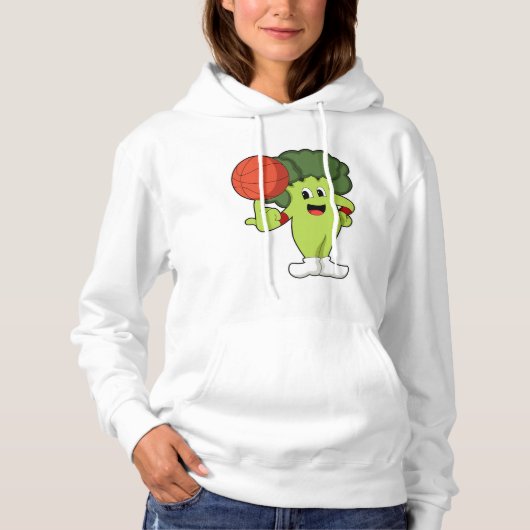Broccoli op Basketball Sports Hoodie (Voorkant)