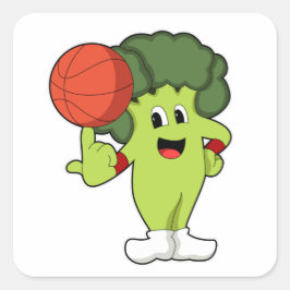 Broccoli op Basketball Sports Vierkante Sticker