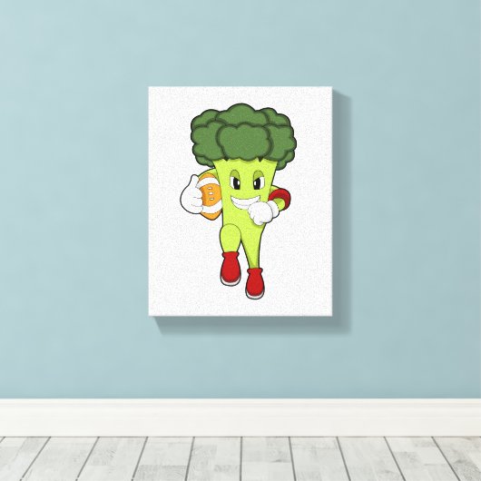 Broccoli op Football Sport Canvas Afdruk (Insitu (Houten vloer))